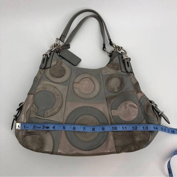 Coach RARE Mia Inlaid C Maggie Hobo Bag #15770 Gray Silver Leather - Picture 15 of 16